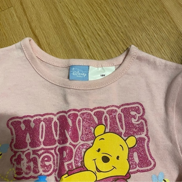 Vintage Winnie the Pooh Long Sleeve T-shirt NEW 18 Months 90s Pink Glitter - Picture 3 of 4